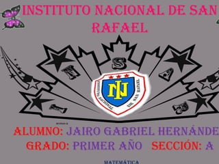 alumno: Jairo Gabriel Hernánde
Grado: primer año sección: A
Instituto nacional de san
Rafael
 