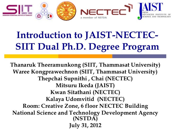 JAIST NECTEC SIIT PhD Dual Degree Program Presentation