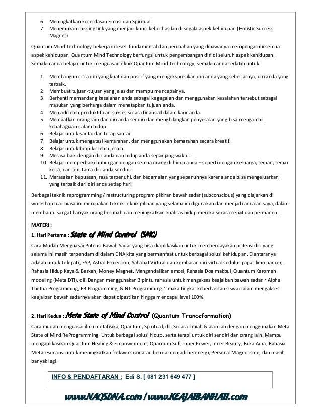 Pelatihan Keajaiban Bawah Sadar di Jakarta january 2013