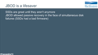 JBOD is a lifesaver
SSDs are great until they aren't anymore
JBOD allowed passive recovery in the face of simultaneous disk
failures (SSDs had a bad firmware)
 