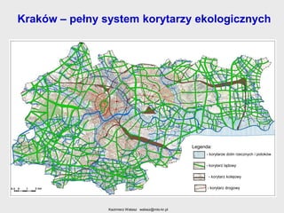 Kraków – pełny system korytarzy ekologicznych

Legenda:
- korytarze dolin rzecznych i potoków
- korytarz lądowy
- korytarz kolejowy
- korytarz drogowy

Kazimierz Walasz walasz@mto-kr.pl

 