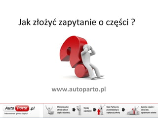 Jak złożyć zapytanie o części ?
www.autoparto.pl
 