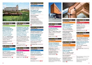 30 31
Mi | Me 23.10 © 18:00
KARLSRUHE
Vortrag | Conférence
Solarthermie in
Bestandsgebäuden –
neue Konzepte für die
Praxis | Énergie solaire
thermique dans des
bâtiments existants –
de nouveaux concepts
à mettre en pratique
mit | avec : Wolfgang Kramer
(Fraunhofer-Institut für Solare
Energiesysteme Freiburg),
Ingenieur | ingénieur
Architekturschaufenster
Waldstraße 8
Eintritt frei | Entrée libre |
Me | Mi 23.10 © 18:00
STRASBOURG
Présentation de projet |
Projektvorstellung
Citadelle Dock-1
avec | mit : Lucquet architectes &
Dietrich Untertrifaller architectes
Point Coop Café Deux-Rives
18, route du Port du Rhin
Entrée libre | Eintritt frei |
Je | Do 24.10 © 20:00
MULHOUSE
Cinéma | Kino
La ville autrement
Gérard Thurnauer & Allan
Wisniewski, 2012, 57’
avec | mit : Mathieu Winter, Remy
Claden, architectes | Architekten
Cinéma Bel Air
31, rue Fénelon
Entrée | Eintritt : 4 € |
Ve | Fr 25.10 © 13:30
STRASBOURG
Visite | Führung
Parcours Hautepierre,
quartier en transition |
Rundgang durch Hautepierre,
ein Viertel im Wandel
Rendez-vous | Treffpunkt :
Arrêt de tram | Tramhaltestelle :
A – Parc des Sports
Participation gratuite sur
inscription | Teilnahme frei,
Anmeldung erforderlich :
ja19vah.eventbrite.fr |
Me | Mi 23.10 ©18:30
MULHOUSE
Conférence | Vortrag
De Mulhouse à Lille : des
territoires et patrimoines
industriels en transition.
Zoom sur la SACM |
Von Mulhouse bis nach Lille:
Industrielle Flächen und
Gebäude im Übergang.
Das Beispiel der SACM
avec | mit : Marina Gasnier, maître
de conférences en histoire et histoire
de l’art | Universitätsdozentin für
Geschichte und Kunstgeschichte ;
Patrick Perrot (Conseil consultatif
du patrimoine mulhousien)
KM0
30, rue François-Spoerry
Entrée libre | Eintritt frei |
Me | Mi 23.10 © 20:00
STRASBOURG
Cinéma | Kino
Blade Runner
Ridley Scott, 1982, 111’
Cinéma l’Odyssée
3, rue des Francs-Bourgeois
Entrée | Eintritt : 7,50 € |  + 
Ve | Fr 25.10 © 18:00
STRASBOURG
Visite | Führung
Corps et Architecture :
visite immersive |
Körper und Architektur:
eine Erlebnisführung
avec | mit : Léna Massiani,
chorégraphe | Choreographin
Institut national des études
territoriales (INET)
1, rue Edmond-Michelet
Rendez-vous | Treffpunkt :
À l’accueil | Am Empfang
Participation gratuite sur
inscription | Teilnahme frei,
Anmeldung erforderlich :
MEA | EA – visite@ja-at.eu |
Sa | Sa 26.10 © 10:15
STAFFELFELDEN
Samedi-visite |
Samstagsführung
Des équipements innovants au
service des habitants | Innovative
Gebäude für die Bewohner
Projet de logements |
Wohnbauprojekt
avec | mit : Jean Marc Lesage
(DRLW), architecte | Architekt
Parc des Coquelicots
Allée des Seigneurs
Participation gratuite sur
inscription | Teilnahme frei,
Anmeldung erforderlich :
marianne.pfeiffer@mulhouse-
alsace.fr |
Je | Do 24.10 k Sa | Sa 26.10
STRASBOURG
Congrès | Kongress
Architectes : patrimoine d’hier et
de demain | Architekten: Kulturerbe
von gestern und morgen
50e
congrès des
architectes de l’UNSFA |
50. Architektenkongress
der UNSFA
Palais de la musique
et des congrès
Place de Bordeaux
Programme complet |
Vollständiges Programm :
www.congresdesarchis.com
Entrée payante sur inscription |
Eintritt kostenpflichtig, Anmeldung
erforderlich : congres@unsfa.com
Je | Do 24.10 © 14:00 k 15:30
STRASBOURG
Exposition | Ausstellung
Visite guidée à l’attention des
personnes malvoyantes | Führung
für Publikum mit Sehbehinderung
Projets architecturaux
en cours de la Ville et
de l’Eurométropole
de Strasbourg | Aktuelle
Architekturprojekte aus
Strasbourg und Umgebung
Hall du centre administratif
1, parc de l’Étoile
Participation libre | Teilnahme frei
Je | Do 24.10 ©18:30
STRASBOURG
Exposition | Ausstellung
Cabanes de combat |
Hütten des Widerstands
Photographies de Philippe Graton |
Fotografien von Philippe Graton
Vernissage
Espace Apollonia
23, rue Boecklin
Entrée libre | Eintritt frei |  +   
Sa | Sa 26.10 © 11:00
BASEL
Event | Événement
35 Jahre S AM | Les 35 ans du S AM
Auktion | Enchères
S AM Schweizerisches
Architekturmuseum
Steinenberg 7
Eintritt frei | Entrée libre |
Sa | Sa 26.10 © 11:00
STRASBOURG
Samedi-visite |
Samstagsführung
Cinq réalisations récentes de la
Ville et de l’Eurométropole de
Strasbourg | Fünf aktuelle Projekte
aus Strasbourg und Umgebung
École maternelle Solange
Fernex | Kindergarten
Solange Fernex
avec | mit : Nunc architectes
Rue de l’Elbe
Participation libre | Teilnahme frei
b
Euratechnologies, Lille, France,
reconversion par Brossy + Associés, 2018
(Conférence « De Mulhouse à Lille : des
territoires et patrimoines industriels en
transition. Zoom sur la SACM », Mulhouse)
© Marina Gasnier, 2012
b
Maison de Hautepierre, Strasbourg, France,
IXO architecture, 2015
© Patrick Bogner – Eurométropole de Strasbourg
h
Institut national des études territoriales,
Strasbourg, France, Michel Spitz
architectes, 2016
© INET, Pascal Bastien
 