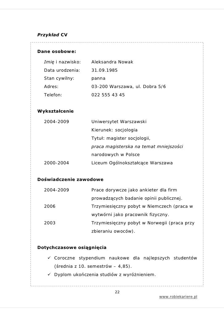 Jak Napisać Cv Jako Uczeń Cv Jak Napisa Cv