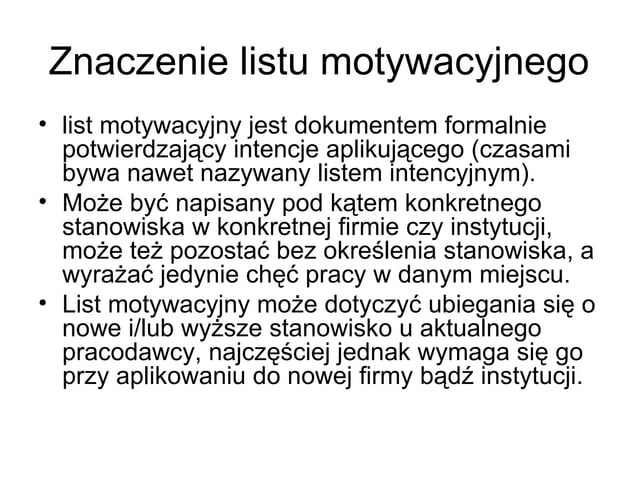 Jak napisać list motywacyjny | PPT