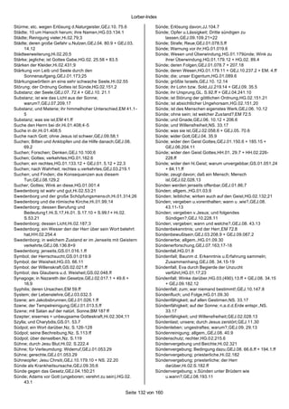 Lorber-Index

Stürme; etc. wegen Erlösung d.Naturgeister,GEJ.10. 75.6            Sünde; Erlösung davon,JJ.104.7
Städte; 10 um Hanoch herum; ihre Namen,HG.03.134.1                 Sünde; Opfer u.Lässigkeit; Dritte sündigen zu
Städte; Reinigung vieler,Hi.02.79;3                                    lassen,GEJ.09.109.21+22
Städte; deren große Gefahr u.Nutzen,GEJ.04. 80.9 + GEJ.03.         Sünde; Strafe; Reue,GEJ.01.078.5.ff
     14.12                                                         Sünde; Warnung vor ihr,HG.01.019.6
Städteerweiterung,Hi.02.20;5                                       Sünde; Wesen und Überwindung,HG.01.179ünde; Wink zu
Stärke; jegliche; ist Gottes Gabe,HG.02. 25.58 + 83.5                  ihrer Überwindung,HG.01.179.12 + HG.02. 89.4
Stärken der Kleider,Hi.02.431;9                                    Sünde; deren Folgen,GEJ.01.078.7 + 207.18
Stärkung von Leib und Seele durch den                              Sünde; deren Wesen,HG.01.179.11 + GEJ.10.237.2 + EM. 4.ff
     Sonnenaufgang,GEJ.01.173;25                                   Sünde; die; unser Eigentum,HG.01.089.6
Stärkungswörtlein an eine sehr schwache Seele,Hi.02.55             Sünde; größte Israels,GEJ.10. 12.14
Störung; der Ordnung Gottes ist Sünde,HG.02.151.2                  Sünde; ihr Lohn bzw. Sold,JJ.219.14 + GEJ.09. 35.5
Substanz; der Seele,GEJ.07. 72.4 + GEJ.10. 21.1                    Sünde; ihr Ursprung,GL. S.92.ff + GEJ.04.241.10
Substanz; ist wie das Licht aus der Sonne;                         Sünde; ist Störung der göttlichen Ordnung,HG.02.151.21
     warum?,GEJ.07.209.17                                          Sünde; ist absichtlicher Ungehorsam,HG.02.151.20
Substanz; und Materie; ihr himmelhoher Unterschied,EM 41.1-        Sünde; ist des Menschen eigenstes Werk,GEJ.06. 10.12
     5                                                             Sünde; ohne sein; ist welcher Zus tand?,EM 72.5
Substanz; was sie ist,EM 41.ff                                     Sünde; und Gnade,GEJ.06. 10.12 + 206.6
Suche den Herrn bei dir,Hi.01.408;4-5                              Sünde; und Willensfreiheit,NS. 33.17
Suche in dir,Hi.01.408;5                                           Sünde; was sie ist,GEJ.02.058.6 + GEJ.05. 70.6
Suche nach Gott; ohne Jesus ist schwer,GEJ.09.58;1                 Sünde; wider Gott,GEJ.04. 35.9
Suchen; Bitten und Anklopfen und die Hilfe danach,GEJ.08.          Sünde; wider den Geist Gottes,GEJ.01.150.6 + 185.15 +
     69.2                                                              GEJ.06.204.11
Suchen; Forschen; Denken,GEJ.10.100;6                              Sünde; wider den Geist Gottes,HH.01. 29.7 + HH.02.226-
Suchen; Gottes; verkehrtes,HG.01.162.6                                 228.ff
Suchen; ein rechtes,HG.01.133.12 + GEJ.01. 5.12 + 22.3             Sünde; wider den hl.Geist; warum unvergebbar,GS.01.051.24
Suchen; nach Wahrheit; rechtes u.verkehrtes,GEJ.03.219.1               + 84.11.ff
Suchen; und Finden; die Konsequenzen aus diesem                    Sünde; zeugt davon; daß ein Mensch; Mensch
     Tun,GEJ.08.129.2                                                  ist,GEJ.02.028.13
Sucher; Gottes; Wink an diese,HG.01.001.4                          Sünden werden jenseits offenbar,GEJ.01.86;7
Swedenborg ist wahr und gut,Hi.02.53;21                            Sünden; allgem.,HG.01.03.9
Swedenborg und der große Schöpfungsmens ch,Hi.01.314;26            Sünden; leibliche; wirken auch auf den Geist,HG.02.132;21
Swedenborg und die römische Kirche,Hi.01.99;14                     Sünden; vergeben u.vorenthalten; wann u .wie?,GEJ.08.
Swedenborg; dessen Berufung und                                        43.11-13
     Bedeutung1.Hi.S.17,Hi.01. S.17.10 + S.99.f + Hi.02.           Sünden; vergeben v.Jesus; und folgendes
     S.53.21                                                           Sündigen?,GEJ.10.228.11
Swedenborg; dessen Licht,Hi.02.187;3                               Sünden; vergeben; wann und welche?,GEJ.08. 43.13
Swedenborg; ein Wesier den der Herr über sein Wort belehrt         Sündenbekenntnis; und der Herr,EM 72.8
     hat,HH.02.254.4                                               Sündenbewußtsein,GEJ.03.208.9 + GEJ.09.087.2
Swedenborg; in welchem Zustand er im Jenseits mit Geistern         Sündenerbe; allgem.,HG.01.09.30
     verkehrte,GEJ.08.136.8+9                                      Sündenerforschung,GEJ.07.163;17-18
Swedenborg; jenseits,GS.01.016.1.ff                                Sündenfall,HG.01.8
Symbol; der Herrschsucht,GS.01.019.9                               Sündenfall; Baunm d. Erkenntnis u.Erfahrung sammeln;
Symbol; der Weisheit,HG.03. 66.11                                      Zusammenhang,GEJ.08. 34.15-19
Symbol; der Willenskraft,GS.02.021.ff                              Sündenfall; Eva durch Begierde der Unzucht
Symbol; des Glaubens u.d. Weisheit,GS.02.048.ff                        verführt,HG.01.17;23
Synagoge; in Nazareth der.Gesetze,GEJ.02.017.1 + 49.6 +            Sündenfall; Winke darüber,HG.03.(490).13.ff + GEJ.08. 34.15
     16.9                                                              + GEJ.09.182.12
Syphilis; deren Ursachen,EM 59.ff                                  Sündenfall; zum; war niemand bestimmt!,GEJ.10.147.8
System; der Lebenslehre,GEJ.03.032.5                               Sündenfluch; und Folge,HG.01.09.30
Szene; am Jakobsbrunnen,GEJ.01.026.1.ff                            Sündenfähigkeit; auf allen Gestirnen,NS. 33.17
Szene; der Tempelreinigung,GEJ.01.013.5.ff                         Sündenfähigkeit; auf der Sonne; n.a.d.d.Erde entspr.,NS.
Szene; mit Satan auf der natürl. Sonne,BM 187 ff                       33.17
Szepter; eisernes = unbeugsame Gotteskraft,Hi.02.304;11            Sündenfähigkeit; und Willensfreiheit,GEJ.02.028.13
Szylla; und Charybdis,GS.01. 53.7                                  Sündenlast; unsere; durch Jesus zerstört,GEJ.11.30
Südpol; ein Wort darüber,Nz. S.126-128                             Sündenleben; ungestraftes; warum?,GEJ.09. 29.13
Südpol; seine Bechreibung,Nz. S.113.ff                             Sündenreinigung; allgem.,GEJ.08. 40.9
Südpol; über denselben,Nz. S.119                                   Sündenschutz; rechter,HG.02.215.6
Sühne; durch Jesu Blut,Hi.02. S.222.4                              Sündenvergebung und Beichte,Hi.02.321
Sühne; für Verleumdung: Widerruf,GEJ.01.053.29                     Sündenvergebung; Bedingung dazu,GEJ.08. 66.6.ff + 194.1.ff
Sühne; gerechte,GEJ.01.053.29                                      Sündenvergebung; priesterliche,Hi.02.182
Sühneopfer; Jesu Chrsiti,GEJ.10.179.10 + NS. 22.20                 Sündenvergebung; priesterliche; der Herr
Sünde als Krankheitsursache,GEJ.09.35;6                                darüber,Hi.02.S.182.ff
Sünde gegen das Gesetz,GEJ.04.150;21                               Sündenvergebung; v.Sünden unter Brüdern wie
Sünde; Adams vor Gott (ungeboren; verehrt zu sein),HG.02.              u.wann?,GEJ.08.193.11
     43.1

                                                     Seite 132 von 160
 