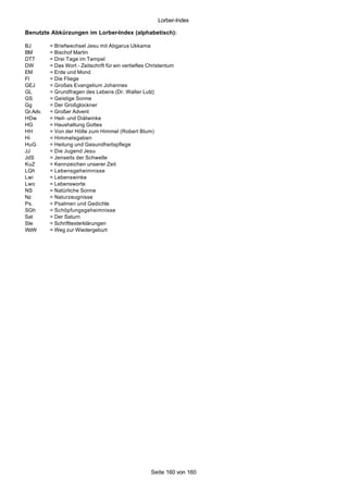 Stichwortverzeichnis (Jakob Lorber)