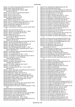 Lorber-Index

Glaube; von Liebe durchdrungene Wahrheit,GEJ.03.177.ff             Gleichnis der unbegreiflichen Wege Gotes,Hi.02.158
Glaube; wahrer; lichter,GEJ.05.213;2-9                             Gleichnis einer Schmiede,GS.02.30;20
Glaube; wahrer; tätigkeitsvoller; falscher; träger                 Gleichnis eines Herrn und seiner Geliebten,Hi.01.165;15-16
     l.Herr,HH.01.033.1-8                                          Gleichnis eines Mannes voll Liebe und Weisheit,Hi.02.76;5 ff
Glaube; was er ist,Hi.02. S.327.2b!.HH.01.035.3.ff                 Gleichnis eines Monarchen,Hi.01.378;18-21
Glaube; was ist ?,HH.01.33-35                                      Gleichnis vom Apfel und Baum,Hi.01.198;14
Glaube; was ist er?,GEJ.05.174;9                                   Gleichnis vom Baum und seiner Rinde,GEJ.01.134;18
Glaube; welcher Trägheit entspringt:                               Gleichnis vom Bethaus mit Wahrzeichen,Hi.02.212
     Aberglaube,GEJ.05.214.3+4                                     Gleichnis vom Bräutigam und seiner Braut,Hi.02.154;4 ff
Glaube; welcher; hat Wert,HG.01.134.16                             Gleichnis vom Denkmal der drei Kinder,Hi.02.207;53
Glaube; wenn du es glaubst; dann ist es so,GEJ.11.S.330            Gleichnis vom Diener und seinem Herrn,GEJ.03.177;16-19
Glaube; wie du g.; so wird dir werden,GS.01.51;1-2                 Gleichnis vom Einzug eines großen Königs,Hi.01.168;11
Glaube; zweierlei Arten deselben,GEJ.05.213.2.ff                   Gleichnis vom Feldherrn und seinem Heer,GEJ.05.118;4
Glauben an die Hilfe,Hi.01.382;29                                  Gleichnis vom Fürsten und seinen Kindern,HG.02.232
Glauben; Herzensdenken u.Erkennen; der Herr:,HH.01.035.1-          Gleichnis vom Fürsten und seinen Ministern,BM 90;2-4
     9                                                             Gleichnis vom Gutsherrn,GEJ.10.140;5-14
Glauben; Jesus heilt bei,GEJ.01.90;3                               Gleichnis vom Hausherrn und seinen Obstgarten,Hi.02.338
Glauben; Vertrauen und Liebe,GEJ.02.102.1 + 168.8                  Gleichnis vom Hauskauf,GEJ.03.110;14-15
Glauben; Wissen und Handeln,GEJ.05.130.4                           Gleichnis vom Hirten und seinen Schafen,GEJ.04.186;14-15
Glauben; allgem.,GEJ.04.217.2                                      Gleichnis vom Klausner und Zöllner,GEJ.02.208
Glauben; an Christus genügt nicht- die Tat                         Gleichnis vom Künstler und seinem Werkzeug,GEJ.01.109;6-
     macht's,GEJ.07.140.14                                              8
Glauben; an Christus; ob dieser genügt zur                         Gleichnis vom König und dem Hochzeitsmahl,GEJ.07.195
     Seligkeit?,GEJ.06.163.7                                       Gleichnis vom Landmann und Baumgarten,Hi.03.S.17;27ff
Glauben; an Jesus wird lebendig durch Liebe,GEJ.09.165.16          Gleichnis vom Landmann und der Mäuseplage,Hi.01.245
Glauben; besser als Schauen,GEJ.01.142.16                          Gleichnis vom Landmann,Hi.01.245;2 ff
Glauben; dem- geht Wissen voraus,GEJ.06.004.10.ff                  Gleichnis vom Mastochsen,GEJ.01.219;3-10
Glauben; der Weg zu ihm!,GEJ.09.116.18+19                          Gleichnis vom Menschen außerhalb seines
Glauben; toter und lebendiger,GEJ.05.088.1 + 174.5                      Hauses,GEJ.10.172;2-11
Glauben; und Schauen; deren Unterschied,GEJ.07.160.1 +             Gleichnis vom Phärisäer und Zöllner (Lk.18;9),GEJ.04.51;8-14
     220.8 + GEJ.08.055.12                                         Gleichnis vom Schalksknecht,GEJ.05.249
Glauben; und Schauen; deren Unterschied,GEJ.08.055.12              Gleichnis vom Schatz im Acker,GEJ.01.198;9
Glauben; und Tun,GEJ.09.037.2                                      Gleichnis vom Schöpfer und Geschöpf,HG.03.25;9-23
Glauben; und Unglaube,GEJ.05.165.1 + 174.5                         Gleichnis vom Steineklauben auf dem Acker,GEJ.01.92;4 ff
Glauben; und Vertrauen müssen geübt sein,GEJ.07.168.10             Gleichnis vom Unkraut im Weizen,GEJ.10.218
Glauben; und Wissen n.s.rein- kein Schutz                          Gleichnis vom Vater und seinen zwei Söhnen,GS.02.101;13-
     v.Stürmen,GEJ.05.238.5-6                                           18
Glauben; und Wissen,GEJ.04.100.1                                   Gleichnis vom Waschen,GEJ.01.92;3
Glauben; und sehen; deren Bezug u.Grad                             Gleichnis vom Wasser und Wasserdampf,GEJ.03.27;7 -10
     d.Seligkeit,GEJ.06.236.6+7                                    Gleichnis vom Wasserspiegel,GEJ.02.148;9
Glauben; vom echten u.falschen,HH.01.34.2.ff                       Gleichnis vom Wegekundigen,GEJ.08.64;4-16
Glauben; vom wahre ,BM.160.ff                                      Gleichnis vom Werben der göttlichen Liebe,Hi.02.76;5
Glauben; vom wahren,GEJ.05.178.1 + 213.3 + 223.6 +                 Gleichnis vom Wettrennen,Hi.02.380
     GEJ.06.057.15                                                 Gleichnis vom Zöllner und Pharisäer,Hi.02.189;5 ff
Glauben; wahrer; lebendiger; seine Definition,HH.01.035.3+4        Gleichnis vom barmherzigen Hausvater,Hi.01.284;2
Glaubensbegriff; wahrer,GL. S.219.ff                               Gleichnis vom geschickten Arzt,GEJ.10.189;4-6
Glaubensbekenntnis; allgem.,GEJ.09.137.11                          Gleichnis vom großen König,Hi.01.168;11-16
Glaubensbekenntnis; jenseitiges - echtes,GS.01.14.ff               Gleichnis vom hartherzigen König,GEJ.05.250;5-8
Glaubenseifer; übertriebener- Nachteile,GEJ.05.077+78.ff           Gleichnis vom hungrigen Wanderer,GEJ.08.104
Glaubensgerechtigkeit1;allgem.,GL. S. 199 + 205 + 219.ff           Gleichnis vom königlichen Gastmahl,GEJ.11.S.284
Glaubenskrise; und deren mögl. Folgen,GEJ.10.168.1                 Gleichnis vom reichen Fürsten,Hi.02.287
Glaubenspflege; allgem.,GL. S.275.ff                               Gleichnis vom reichen Fürsten,Hi.02.287
Glaubensprüfung,GEJ.11.34                                          Gleichnis vom reichen Mann und seinen Arbeitern,GEJ.04.117
Glaubenssachen; pures Wissen darin- sinnlos,GS.02.105.ff           Gleichnis vom reuigen; sanftmütigen Knecht,GEJ.01.74;12-13
Glaubensschwäche; allgem.,GEJ.06.052.4                             Gleichnis vom ungegorenen Wein,GEJ.01.19;2
Glaubensschwäche; der Jünger in Gethsemane,GEJ.11.035-             Gleichnis vom ungetreuen Haushalter (Lk.16;1-9),GEJ.10.216
     36.ff                                                         Gleichnis vom verlorenen Sohn (Lk. 15),Hi.01.306 ff
Glaubenszustand in der Endzeit,GEJ.09.89                           Gleichnis vom verlorenen Sohn,GEJ.04.242;5-9
Glaubenszustand in der Endzeit,GEJ.09.89 ff                        Gleichnis vom zaghaften Supplikanten,Hi.01.378;17
Glaubenszustand in der Endzeit,GEJ.09.89 ff                        Gleichnis von Lüge und Wahrheit,Hi.01.196;2-11
Glaubenszustand; bei der Wiederkunft d.Herrn,GEJ.09.088.7          Gleichnis von Sonne und Mond,GEJ.08.213;14-19
Glaubenszustand; von traurigen nun,GEJ.10.078.2                    Gleichnis von den Arbeitern im Weinberg,GEJ.04.176
Glaubensübung; allgem.,GEJ.09.087.1.ff                             Gleichnis von den Weingärtnern,GEJ.07.193;12
Gleich; und gleich gesellt sich...,HH.01.139.23                    Gleichnis von den anvertrauten Pfunden,GEJ.07.124;8
Gleichgewicht; zwischen Geist und Materie,GEJ.09.181.8-10          Gleichnis von den ungleichen Brüdern,GEJ.02.9;2-10
Gleichnis der Barmherzigkeit,Hi.01.284 ff                          Gleichnis von den zwei Arbeitern im Weinberg,GEJ.10.68;8-14

                                                      Seite 58 von 160
 