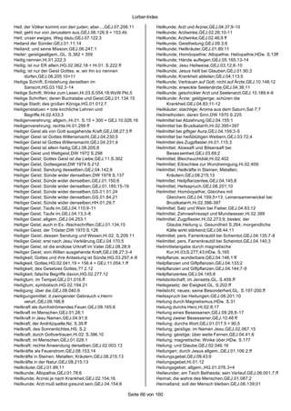 Lorber-Index

Heil; der Völker kommt von den juden; aber...,GEJ.07.206.11          Heilkunde; Arzt und Arznei,GEJ.04.37;9-10
Heil; geht nur von Jerusalem aus,GEJ.06.126.9 + 153.4b               Heilkunde; Arztwinke,GEJ.02.26;10-11
Heil; unser ewiges; Weg dazu,GEJ.07.122.3                            Heilkunde; Arztwinke,GEJ.02.46;9 ff
Heiland der Sünder,GEJ.01.11;14                                      Heilkunde; Geistheilung,GEJ.09.3;6
Heiland; und seine Mission,GEJ.06.247.1                              Heilkunde; Heilkräuter,GEJ.01.89;11
Heiler; geistigeallgem.,GL. S.382 + 359                              Heilkunde; Homöopathie; Allopathie; Heliopathie,HDw. S.13ff
Heilig nennen,Hi.01.222;3                                            Heilkunde; Hände auflegen,GEJ.05.165;13-14
Heilig; ist nur ER allein,HG.02.062.18 + Hi.01. S.222.ff             Heilkunde; Jesu Heilweise,GEJ.03.12;8-10
Heilig; ist nur der Geist Gottes; w. wir ihn so nennen               Heilkunde; Jesus heilt bei Glauben,GEJ.01.90;3
      dürfen,GEJ.08.205.10+11                                        Heilkunde; Krankheit ableiten,GEJ.04.113;5
Heilige Schrift; Entstehung derselben im                             Heilkunde; Vertrauen auf Gott; nicht auf Ärzte,GEJ.10.148;12
      Sanscrit,HG.03.192.3-14                                        Heilkunde; erweckte Seelenärzte,GEJ.04.36;11
Heilige Schrift; Winke zum Lesen,Hi.03.S.054;18;WzW Pkt.5            Heilkunde; geschickter Arzt und Seelenarzt,GEJ.10.189;4-6
Heilige Schriften; deren Buchstabe und Geist,GEJ.01.134.15           Heilkunde; Ärzte; geldgierige; schüren die
Heilige Stadt; des großen Königs,HG.01.012.7                              Krankheit,GEJ.04.83;11-12
Heiligenstatuen = tote kirchliche Lehren und                         Heilkäuter; stachlige; Aroma aus dem Saturn,Sat 7;7
      Begriffe,Hi.02.433;3                                           Heilmethoden; deren Sinn,DW 1970 S.225
Heiligenverehrung; allgem.,Hi.01. S.15 + 300 + GEJ.10.026.16         Heilmittel bei Abzehrung,GEJ.04.155;1
Heiligenverehrung; rechte,Hi.01.299 ff                               Heilmittel bei Brustkatarrh,Hi.02.395+397
Heiliger Geist als von Gott ausgehende Kraft,GEJ.08.27;3 ff          Heilmittel bei giftiger Aura,GEJ.04.159;3-5
Heiliger Geist ist Gottes Willensmacht,GEJ.04.230;5                  Heilmittel bei heißblütigen Weibern,GEJ.03.72;4
Heiliger Geist ist Gottes Willensmacht,GEJ.04.231;4                  Heilmittel des Zugpflaster,Hi.01.115;3
Heiliger Geist ist allein heilig,GEJ.08.205;8                        Heilmittel; Aloesaft und Bilsensaft bei
Heiliger Geist und Weltgeist,DW 1972 S.298                                Beses senheit,GEJ.03.69;2
Heiliger Geist; Gottes Geist ist die Liebe,GEJ.11.S.302              Heilmittel; Bleichsuchtdiät,Hi.02.402
Heiliger Geist; Gottesgeist,DW 1974 S.212                            Heilmittel; Eibischtee zur Wundreinigung,Hi.02.409;
Heiliger Geist; Sendung desselben,GEJ.04.142;8                       Heilmittel; Heilkräfte in Steinen; Metallen;
Heiliger Geist; Sünde wider denselben,DW 1978 S.137                       Kräutern,GEJ.08.215;13
Heiliger Geist; Sünde wider denselben,GEJ.01.150;6                   Heilmittel; Heilpflanzentee,GEJ.04.145;8
Heiliger Geist; Sünde wider denselben,GEJ.01.185;15-19               Heilmittel; Heilsspruch,GEJ.08.201;10
Heiliger Geist; Sünde wider denselben,GS.0 1.51;24                   Heilmittel; Homöopathie; Gleiches mit
Heiliger Geist; Sünde wider denselben,GS.01.84;21                         Gleichem,GEJ.04.159;5+13; Leinensamenwickel bei
Heiliger Geist; Sünde wider denselben,HH.01.29;7                          Brustkatarrh,Hi.02.396-397
Heiliger Geist; Taufe im,GEJ.04.110;9-11                             Heilmittel; Salz und Wein bei Fieber,GEJ.04.83;12
Heiliger Geist; Taufe im,GEJ.04.13;3-8                               Heilmittel; Zahnwehrezept und Mundwasser,Hi.02.389
Heiliger Geist; allgem.,GEJ.04.253.1                                 Heilmittel; Zugpflaster,Hi.02.273;9; bestes; der
Heiliger Geist; auch in Ev.-Nachschriften,GEJ.01.134;15                   Glaube,Heilung u. Gesundheit S.264; morgendliche
Heiliger Geist; der Tröster,DW 1970 S.126                                 Kälte wirkt stärkend,GEJ.08.44;11
Heiliger Geist; dessen Sendung und Wesen,Hi.02. S.209.11             Heilmittel; pers. Farrenkrautöl bei Scheintot,GEJ.04.135;7-8
Heiliger Geist; erst nach Jesu Verklärung,GEJ.04.170;5               Heilmittel; pers. Farrenkrautöl bei Scheintot,GEJ.04.140;3
Heiliger Geist; ist die endlose Urkraft im Vater,GEJ.08.28;9         Heilmittelangabe durch magnetische
Heiliger Geist; vom Willen ausgehende Kraft,GEJ.08.27;3-4                 Kur,Hi.03.S.277;43;HDw. S.165
Heiligkeit; Gottes und ihre Antastung ist Sünde,HG.03.297.4-8        Heilpflanze; wunderbare,GEJ.04.146;1 ff
Heiligkeit; Gottes,HG.02.041.19 + 156.4 + GEJ.11.054.1.ff            Heilpflanzen und Giftpflanzen,GEJ.04.133;2
Heiligkeit; des Gesetzes Gottes,?? 2.12                              Heilpflanzen und Giftpflanzen,GEJ.04.144;7-9
Heiligkeit; falsche Begriffe davon,HG.02.277.12                      Heilpflanzentee,GEJ.04.145;8
Heiligtum; im Tempel,GEJ.01.016.ff                                   Heilsbotschaft; im Jenseits,GL. S.459.ff
Heiligtum; symbolisch,HG.02.194.21                                   Heilsgesetz; der Ewigkeit,GL. S.202.ff
Heiligung; über die,GEJ.08.040.9                                     Heilslicht; neues; seine Besonderheit,GL. S.197-200.ff
Heiligungsmittel; d.zwingender Gebrauch v.Herrn                      Heilsspruch bei Heilungen,GEJ.08.201;10
      verurt.,GEJ.09.166.8                                           Heilung durch Magnetismus,HDw. S.31
Heilkraft als durchströmendes Feuer,GEJ.08.165;6                     Heilung durchs Herz,Hi.02.8;17
Heilkraft im Menschen,GEJ.01.28;1                                    Heilung eines Besessenen,GEJ.09.28;8 -17
Heilkraft in Jesu Namen,GEJ.04.91;6                                  Heilung zweier Besessener,GEJ.10.48 ff
Heilkraft; der Andritzquelle,Nz. S.39.ff                             Heilung; durchs Wort,GEJ.01.017.5 + 90.5
Heilkraft; des Sonnenlichtes,HS. S.2                                 Heilung; geistige; im Namen Jesu,GEJ.02.067.15
Heilkraft; durch Gottvertrauen,Hi.02. S.396.10                       Heilung; geistige; über weite Fernen,GEJ.04.41;6
Heilkraft; im Menschen,GEJ.01.028.1                                  Heilung; magnetische; Winke über,HDw. S.177
Heilkraft; rechte Anwendung derselben,GEJ.02.003.13                  Heilung; und Glaube,GEJ.02.046.16
Heilkräfte als Feuerstrom,GEJ.08.153;14                              Heilungen; durch Jesus allgem.,GEJ.01.106.2.ff
Heilkräfte in Steinen; Metallen; Kräutern,GEJ.08.215;13              Heilungs gebet,GEJ.09.43;9
Heilkräfte in der Natur,GEJ.08.215;13                                Heilungsgebet,Hi.01.12
Heilkräuter,GEJ.01.89;11                                             Heilungsgebet; allgem.,HG.01.076.3+4
Heilkunde; Allopathie,GEJ.01.78;6                                    Heilwunder; am Teich Bethesda; sein Verlauf,GEJ.06.001.7.ff
Heilkunde; Arznei je nach Krankheit,GEJ.02.154;16                    Heimat; die wahre des Menschen,GEJ.01.087.2
Heilkunde; Arzt muß selbst gesund sein,GEJ.04.154;6                  Heimatland; soll der Mensch bleiben,GEJ.06.139;01

                                                       Seite 66 von 160
 