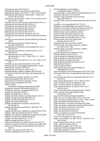 Lorber-Index

Auferstehung; Jesu,GEJ.05.247;10                                   Aufnahmefähigkeit; d.naturmäßigen
Auferstehung; Satans in den Menschen,EM.054.09.                         u.wiedergebor.Mensch.,NS.67.18
Auferstehung; allgem.,GEJ.05.227.1 + 184.7 + GEJ.07.209.9          Aufnahmeorgan; für Ideen aller Art ist die Seele,EM 52. S.147
Auferstehung; des Fleisches +,GEJ.06.54.1 + HH.02.155.             Aufnehmen; den Herrn,Hi.01.201;30 ff
     S.16.ff + GEJ.10. 9.8.ff                                      Aufseher; in der Gemeinde soll keinen Rang
Auferstehung; des Fleisches +,HG.01.17.20 + HG.02.132.21 +              haben,GEJ.08.23.16
     GEJ.05.237.6 + 238.2                                          Aufsicht; Gottes und der freie Wille d.Menschen,GEJ.01.92.10-
Auferstehung; des Fleisches was ist diese,GEJ.05.238.1.ff               15
Auferstehung; des Fleisches,DW 1970 S.131                          Aufstehen; vom morgendlichen,Hi.01.179;11 ff
Auferstehung; des Fleisches,DW 1979 S.278                          Aufsteigen; und Niedersteigen der Engel,GEJ.07.56.1
Auferstehung; des Fleisches,GEJ.04.54;4-11                         Auftreten; wie ein wahres Gotteskind,Vater und Kind S.85
Auferstehung; des Fleisches,GEJ.05.238;1                           Aufzeichnen; der Reden des Herrn,GEJ.03.018.1-11
Auferstehung; des Fleisches,GEJ.10.9;7-16                          Aufzeichnungen aus Jesu Zeit,GEJ.10.25;9
Auferstehung; des Fleisches; darüber,GL. S.441.ff                  Aufzeichnungen der Essäer,GEJ.08.217;25
Auferstehung; des Fleisches; der Herr darüber,GEJ.06.054.4-        Aufzeichnungen im Orient,GEJ.08.217;25-26
     12                                                            Aufzeichnungen und Evangelien,GEJ.01.134;11
Auferstehung; des Fleisches; falsche Auffassung darüber,Nz.        Aufzeichnungen über Jesu Jugend durch
     S.99.ff                                                            Matthäus,GEJ.09.152;17
Auferstehung; des Fleisches; theolog. Meinung                      Aufzeichnungen über Jesus,GEJ.10.25;6-7
     dazu,GEJ.10.009.5b-6                                          Aufzeichnungen; der Jünger Johannes u. Markus
Auferstehung; des Fleisches; wahre geistige,GEJ.10.9.4 +                etc.,GEJ.01.34.2 + 36.2
     GEJ.08.24.13                                                  Aufzeichnungen; der Jünger Johannes u. Markus
Auferstehung; des Fleisches; was das ist,GEJ.10. 9.4 +                  etc.,GEJ.03.018.1-11 +
     GEJ.08.24.13                                                  Auge des Geistes ist der Glaube,Hi.01.94;7
Auferstehung; des Herrn und Besuch der                             Auge des Geistes,GS.02.44;14-18
     Gemeinde,GEJ.10.118.11 + GEJ.10.141.17 + 152.9 +              Auge ist geistig und materiell,Hi.02.40;23
     GEJ.11.76.1.ff                                                Auge ist geistig und materiell,Hi.02.46;64
Auferstehung; des Herrn,GEJ.01.11.18 + 14.9 + GEJ.11.76.1-         Auge ist negativ und positiv,LGh S.58
     22.ff                                                         Auge steht hinter dem Ohr,GS.02.86;3-12+17
Auferstehung; des Leibes,GEJ.04.26.2 + Nz. S.97.ff                 Auge strahlt,LGh S.20-21
Auferstehung; die vier Evangelien darüber,GEJ.11.S.292             Auge und Sehen,NS 6;5-7
Auferstehung; erste,DW 1972 S.479                                  Auge; allsehendes; ist ein Symbol Gottes der
Auferstehung; ich bin die..etc.,GEJ.07.197.11                           Scholastik,GS.01.65;5 ff
Auferstehungsleib; gebildet v.g.Werken,GEJ.06.54.9.ff              Auge; des Geistes; sein Vorstellungsverm,GS.02.44.7-14.ff
Auferweckt; hat sich der Herr selbst; sein Zeugnis,GEJ.06.         Auge; des Geistes; sein Vorstellungsvermögen,GS.02.44.7-
     85.6 m                                                             14.ff
Auferweckung am jüngsten Tag,GEJ.10.153-154                        Auge; dessen Einrichtung i.V.z.geist.sehen,GEJ.06.157.3 +
Auferweckung geistig Toter,GEJ.10.154;8                                 GS.02.44.ff
Auferweckung; am jüngsten Tage,GEJ.10.153.1                        Auge; dessen Wesen,HG.01.151.31 + GEJ.04. 219.5
Auferweckung; jenseitige,GEJ.08.187;8                              Auge; im Dreieck; Zeichen für Gott,GS.01. 65.5
Auffahrt; d.Herrn                                                  Auge; im Dreieck; Zeichen für Gott,GS.01. 65.5
     der.Bedeut.f.d.Befreig.d.Geistes,GEJ.01.226.6                 Auge; inneres z.Schauen v.etc.,GEJ.01.35.8 + 42.9 +
Auffassung; lichtvolle d.Wahrheit,GEJ.09.204.12                         HG.02.72.9+10
Auffassung; natürliche und geistige,GEJ.02.188.1                   Auge; inneres öffnet sich d.Versenkung,GEJ.11.052.ff
Aufgabe der Engel,GEJ.01.64;12                                     Auge; und Herz in ihrer Beschaffenheit i.Bez.
Aufgabe der Engel,GEJ.10.198;7+9                                        a.Gott,HG.03.176.10
Aufgabe; der Kinder Gottes im Jenseits,GEJ.07.129.4+5              Auge; und Ohr; Wille des Geistes,GS.02.86.2
Aufgabe; der Menschenseele,GEJ.05.51.3.ff                          Auge; vom; und vom Sehen,GEJ.10.195.14 + NS. 6.5
Aufgabe; der Menschenseele,GEJ.10.17.10                            Auge; was keines je gesehen,HG.01.170.31 + GEJ.10. 69.8
Aufgabe; des Lebens,GEJ.03.32.1                                    Auge; wunderbares im Herzen,GEJ.02.133.6
Aufgabe; des Menschen auf d.Erde +,GEJ.05.37.8 +                   Augen der Seele = Vernunft und Verstand,Hi.02.365;4
     GEJ.06.228.14                                                 Augen des Geistes; Geistersehen durch die,GEJ.04.125;2
Aufgabe; des Menschen auf der Erde +,GEJ.08.61.15 +                Augen; das Sehen mit den,Hi.01.155;27-28
     GEJ.09.102.3                                                  Augen; der reinen Liebe,HG.02.170.2
Aufgabe; des Menschen; gottähnlich zu werden,GEJ.07.140.1          Augen; des Gemütes,HH.02.258.7b
Aufgabe; selige der Gotteskinder,GEJ.01.140.5b                     Augen; und Seele wie sie auf einander Bezug
Aufgaben; der vollendet. Gotteskinder Jenseits,GEJ.06.228.6             haben,GEJ.10.195.14-16
Auflegen; der Hände als Heilakt,GEJ.09.42.6                        Augen; vom Ausreißen; etc.,GEJ.10.214
Auflegen; der Hände,GEJ.01.25.1 + 135.1                            Augen; vom Ausreißen; etc.,GEJ.10.214.3 + GEJ.01.41.10 +
Auflehnung gegen Gott,GEJ.10.53;13                                      GEJ.05.244.8
Auflösung der Materie nach Adams Fall,HG.01.9 +36;11 ff            Augen; zweierlei,HG.01.46.23 + JJ. 62.8
Auflösung; bürgerlicher Ordnung; Ursachen,GS.02.89 S.369           Augen; zweierlei; Gottes,JJ.062.12
Auflösung; und Neumischung einer Seele,HH.02.293.13-               Augendienerei; allgem.,HH.01.136.15.ff
     294.7.ff                                                      Augenleiden; Milchumschläge,Hi.02.59;4
Aufnahme; des Lebens,HG.02.126.17-21                               Augensalbe; geistige,Nz. S.78.ff
Aufnahme; gläubige des Herrn,GEJ.01.31.3                           Augiasstall; Herkules reinigt den,BM 22;13-15

                                                      Seite 7 von 160
 