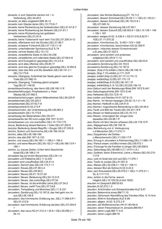 Lorber-Index

Jenseits; in sich Gekehrte ste hen mit ~ in                        Jerusalem; des Wortes Bedeutung,DT. 19.1+2
     Verbindung.,GEJ.04.40;5                                       Jerusalem; dessen Schicksal,GEJ.05.09.11 + GEJ.01.163.6 +
Jenseits; ist alles umgekehrt,BM 36;12                             Jerusalem; dessen Schicksal,GEJ.06.153.5 -8 +
Jenseits; kein Glaube daran,GEJ.10.173;6-7                              GEJ.07.049.1b
Jenseits; keine Rückwirkung bei Gotteskindern,GEJ.01.81;6-7        Jerusalem; dessen Zerstörung,GEJ.07.49;1
Jenseits; keine Rückwirkung bei Notwehr,GEJ.01.81;1                Jerusalem; dessen Zukunft,GEJ.08.053.6 + GEJ.10.138 + 148
Jenseits; keine Rückwirkung bei getöteten                               + 180 + 187
     Verbrechern,GEJ.01.81;6                                       Jerusalem; ewiges,Hi.02. S.436.5 + GS.01.016.S.82.ff +
Jenseits; keine Todesnacht nach dem Tod,GEJ.07.209;3+12                 1GEJ.01.11.075.32
Jenseits; offenbaren sich die Sünden,GEJ.01.86;7                   Jerusalem; himmlisches,GL. S.493 + 574 + 558
Jenseits; schwerer Fortschritt,GEJ.07.119;11-18                    Jerusalem; himmlisches; beschrieben,GS.02.006.ff
Jenseits; unterhaltender Spiritismus,KuZ S.74                      Jerusalem ; irdisches dessen Einwohnerzahl
Jenseits; verirrte Seelen,GEJ.10.113                                    z.Zt.Jesu,GEJ.01.022.5
Jenseits; verweltlichte Seele im,GEJ.04.238                        Jerusalem; wird zerstört und anderswo
Jenseits; verweltlichte und vollendete Seele,GEJ.07.58;5-8              aufgebaut,GEJ.05.9;11-12
Jenseits; wird Evangelium gepredigt,GEJ.10.2;5-6                   Jerusalem; wird zerstört und unauffindbar,GEJ.08.53;9
Jenseits; wird alles offenbar,GEJ.08.80;17                         Jerusalems Zerstörung,GEJ.04.153;5
Jenseits; wird das gleiche Evanglium gepredigt,GEJ.10.002.6        Jerusalems Zerstörung,GEJ.10.187;8
Jenseits; über das Wie und Wo deselben,GEJ.09.141.3 +              Jesajas; (Kap.4+5) erklärt v.Herrn,GEJ.06.148.15
     GEJ.10.173.8                                                  Jesajas; (Kap.7.15) erklärt,JJ.171.18.ff
Jenseits; Übergang; Aufenthalt der Seele gleich nach dem           Jesajas; erklärt (Kap.2),GEJ.07.171.4;174.13
     Tode,GEJ.07.066.10                                            Jesajas; erklärt(Kap.3),GEJ.07.175.1.ff
Jenseits; Übergang; Todestag gleich jüngster                       Jesajas; erklärt(Kap.4+5),GEJ.06.147.1.ff
     Tag,GEJ.01.149.02                                             Jesajas; erklärt(Kap.5. 6-12),GEJ.03.225.10b-14
Jenseitsbeschreibung; des Herrn,GEJ.08.106.11.ff                   Jesu Geburt nach der Berleburger Bibel,DW 1972 S.441
Jenseitserfahrungen; Prophetentum u. freier                        Jesu Geburtsgeschichte,DW 1973 S.44
     Glaube,GEJ.07.062.5                                           Jesu Heilweise,GEJ.03.12;8-10
Jenseitserscheinungen; stören Willensfreiheit,GEJ.06.225.ff        Jesu Leiden und Sterben,Hi.01.327;8-15
Jenseitskontakt,GEJ.04.225;3                                       Jesu Name; im Herzen bewegen,GS.02.13;1-2 + 16
Jenseitskontakt,GEJ.07.62;7-8                                      Jesu Namen; Heilkraft in,GEJ.04.91;6
Jenseitsprotokoll,Hi.02.213 ff                                     Jesu Namen; magnetische Behandlung in,GEJ.04.40;4
Jenseitsschulen; der Unterweisung,GEJ.06.065.3                     Jesu Taufe und Bild der Taube,GEJ.04.231;10 ff
Jenseitsverkehr,GEJ.10.173;9                                       Jesu Wesen im Weltverstand,GEJ.03.16;1+3
Jenseitsweg der Materialisten,GEJ.05.071                           Jesu Wesen; Uneinigkeit der Jünger über
Jenseitswerke der NO sind vulgär,DW 1971 S.231                          dasselbe,GEJ.04.88;1 ff
Jenseitswesen von uns erschaffen,GEJ.10.174+175                    Jesu Worte mit dem Herzen erfassen,GEJ.04.178;15 ff
Jeoua; Bedeutung dieses Namens = Vater,GEJ.07.200.6                Jesu; Allgegenwart,GEJ.08.158.16
Jeoutza; Bedeutung dieses Begriffs = Zeuger,GEJ.07.200.6           Jesu; Bemerkung von d. Verleugnung
Jericho; Sodom und Gommorha,GEJ.08.189;16-24                            v.d.Menschen,GEJ.11.015.11
Jericho; altes,GEJ.08.188-189                                      Jesu; Doppelnatur als Gottes -
Jericho; das alte,DW 1971 S.123                                         u.Menschensohn,GEJ.11.035.17.ff
Jericho; und Josua,GEJ.08.169.1 + 188.2 + 189.4                    Jesu; Einzug in Jerusalem a.Palmsonntag,GEJ.11.066.1.ff
Jericho; und seine Mauern,GEJ.05.152.3 + GEJ.08.188.13.ff +        Jesu; Fleisch essen und Blut trinken,GEJ.09.073.1
     189.1                                                         Jesu; Fürsorge für die Familien d.Jünger,GEJ.06.058.6
Jericho; zu Josuas Zeiten; d.Herr lehrt Geschichte                 Jesu; Geburtstag,GEJ.08.086.3 (7.1.4151 n.A.)
     Israel,GEJ.08.188.2-14                                        Jesu; Gottheit; deren Erkenntnis; Lehre u.Wesen,GEJ.05.215-
Jerusalem lag auf einem Bergrücken,GEJ.04.1;4                           117.ff
Jerusalem und Palästina,GEJ.11.S.229                               Jesu; Leib im Grab löst sich auf,GEJ.11.076.1
Jerusalem wird unauffindbar,GEJ.04.41;4                            Jesu; Taufe im Jordan,GEJ.01.051.9
Jerusalem; Gericht über,GEJ.04.173;7-11                            Jesu; Wesen,GEJ.02.038.3 + 104.9 + 108.11
Jerusalem; N eues,GEJ.07.49;3-4                                    Jesu; dessen Blut als Sühne,Hi.02.S.22.4
Jerusalem; Neues,GEJ.09.90;2                                       Jesu; sein Kreuzestod,GEJ.05.079.2 + GEJ.11.075.21 +
Jerusalem; Neues,GS.01.16;21-24                                         GL.S.111+112
Jerusalem; Neues; Bedeutung,GEJ.04.13;3+5                          Jesu; wirken in die Ferne; warum
Jerusalem; Neues; das zukünftige,GEJ.07.54                              möglich,GEJ.10.195.02.(4.Auf.1925)
Jerusalem; Neues; ist die enthüllte Lehre,GEJ.07.54;5              Jesuiten im Gespräch,BM 62-63
Jerusalem; Neues; zwölf Tore,GEJ.07.54;8                           Jesuiten,Hi.02.272;1-3
Jerusalem; Tempelberg und Moschee,GEJ.11.S.231                     Jesuiten; Antichristen und Schwarzkünstler,KuZ S.67
Jerusalem; Zerstörung,GEJ.10.187;8; das Heil geht von ihr          Jesuiten; Bekenntnis eines,BM 71;10
     aus,GEJ.06.126.9                                              Jesuiten; Gehorsam -Nachäffung des Feindes,HDw. S.15 Anh.
Jerusalem; das himmlische; Erklärung dar.,GEJ.11.066.6.ff +        Jesuiten; Wolf im Schafspelz,KuZ S.68
     GEJ.01.012.8                                                  Jesuiten; allgem.,Hi.02. S.272.2.ff
Jerusalem; das himmlische; Erklärung darüber,GEJ.07.054.6          Jesuiten; als Wolfsmenschen,HH.01.90+94;9
     +                                                             Jesuiten; deren Fleischeslust im Jenseits,BM 69;7
Jerusalem; das neue,HG.01.012.4 + 25.8 + GEJ.09.090.2 +            Jesuiten; deren Logik,BM 71;5-6
     94.14                                                         Jesuiten; deren Lügen,BM 78

                                                      Seite 78 von 160
 