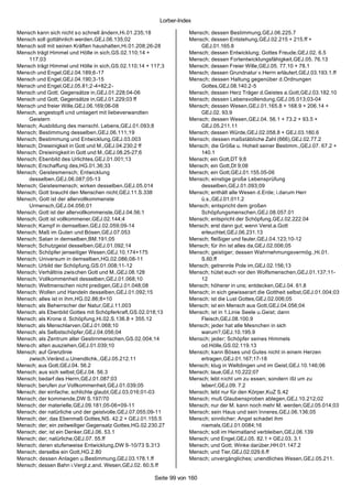 Lorber-Index

Mensch kann sich nicht s o schnell ändern,Hi.01.235;18              Mensch; dessen Bestimmung,GEJ.06.225.7
Mensch soll gottähnlich werden,GEJ.06.135;02                        Mensch; dessen Entstehung,GEJ.02.215 + 215.ff +
Mensch soll mit seinen Kräften haushalten,Hi.01.208;26-28               GEJ.01.165.8
Mensch trägt Himmel und Hölle in sich,GS.02.110;14 +                Mensch; dessen Entwicklung; Gottes Freude,GEJ.02. 6.5
    117;03                                                          Mensch; dessen Fortentwicklungsfähigkeit,GEJ.05. 76.13
Mensch trägt Himmel und Hölle in sich,GS.02.110;14 + 117;3          Mensch; dessen Freier Wille,GEJ.05. 77.10 + 78.1
Mensch und Engel,GEJ.04.189;6-17                                    Mensch; dessen Grundnatur v.Herrn erläutert,GEJ.03.193.1.ff
Mensch und Engel,GEJ.04.190;3-15                                    Mensch; dessen Haltung gegenüber d.Ordnungen
Mensch und Engel,GEJ.05.81;2-4+82;2-                                    Gottes,GEJ.08.140.2-5
Mensch und Gott; Gegensätze in,GEJ.01.228;04-06                     Mensch; dessen Herz Träger d.Geistes a.Gott,GEJ.03.182.10
Mensch und Gott; Gegensätze in,GEJ.01.229;03 ff                     Mensch; dessen Lebensvollendung,GEJ.05.013;03-04
Mensch und freier Wille,GEJ.06.169;06-08                            Mensch; dessen Wesen,GEJ.01.165.8 + 168.9 + 206.14 +
Mensch, angestopft und umlagert mit liebeverwandten                     GEJ.02. 93.9
    Geistern                                                        Mensch; dessen Wesen,GEJ.04. 56.1 + 73.2 + 93.5 +
Mensch; Ausbildung des menschl. Lebens,GEJ.01.093;8                     GEJ.05.211.11
Mensch; Bestimmung desselben,GEJ.06.111;19                          Mensch; dessen Würde,GEJ.02.058.8 + GEJ.03.180.6
Mensch; Bestimmung und Entwicklung,GEJ.03.003                       Mensch; dessen maßstäbliche Zahl (666),GEJ.02.77.2
Mensch; Dreieinigkeit in Gott und M.,GEJ.04.230;2 ff                Mensch; die Größe u. Hoheit seiner Bestimm.,GEJ.07. 67.2 +
Mensch; Dreieinigkeit in Gott und M.,GEJ.08.25-27;6                     140.1
Mensch; Ebenbild des Urlichtes,GEJ.01.001;13                        Mensch; ein Gott,DT 9;8
Mensch; Erschaffung des,HG.01.36;33                                 Mensch; ein Gott,Dt 9;08
Mensch; Geistesmensch; Entwicklung                                  Mensch; ein Gott,GEJ.01.155.05-06
    desselben,GEJ.06.087;05-13                                      Mensch; einstige große Lebensprüfung
Mensch; Geistesmensch; wirken desselben,GEJ.05.014                      desselben,GEJ.01.093;09
Mensch; Gott braucht den Menschen nicht,GEJ.11.S.338                Mensch; enthält alle Wesen d.Erde; i.darum Herr
Mensch; Gott ist der allervollkommenste                                 ü.s.,GEJ.01.011.2
    Urmensch,GEJ.04.056;01                                          Mensch; entspricht dem großen
Mensch; Gott ist der allervollkommenste,GEJ.04.56;1                     Schöpfungsmenschen,GEJ.08.057.01
Mensch; Gott ist vollkommener,GEJ.02.144;4                          Mensch; entspricht der Schöpfung,GEJ.02.222.04
Mensch; Kampf in demselben,GEJ.02.059;09-14                         Mensch; erst dann gut; wenn Verst.a.Gott
Mensch; Maß im Guten und Bösen,GEJ.07.053                               erleuchtet,GEJ.06.231.13
Mensch; Satan in demselben,BM.191;05                                Mensch; fleißiger und fauler,GEJ.04.123;10-12
Mensch; Schutzgeist desselben,GEJ.01.092;14                         Mensch; für ihn ist alles da,GEJ.02.006;05
Mensch; Schöpfer jenseitiger Wesen,GEJ.10.174+175                   Mensch; geistiger; dessen Wahrnehmungsvermög.,Hi.01.
Mensch; Universum in demselben,HG.02.086;08-11                          S.60.ff
Mensch; Urbild der Schöpfung,GS.01.008;11-12                        Mensch; getrennte Pole im,GEJ.02.156;13
Mensch; Verhältnis zwischen Gott und M.,GEJ.08.128                  Mensch; hütet euch vor den Wolfsmenschen,GEJ.01.137;11-
Mensch; Vollkommenheit desselben,GEJ.01.068;10                          12
Mensch; Weltmenschen nicht predigen,GEJ.01.048;08                   Mensch; höherer in uns; entdecken,GEJ.04. 61.8
Mensch; Wollen und Handeln desselben,GEJ.01.092;15                  Mensch; in sich gewisserart die Gottheit selbst,GEJ.01.004;03
Mensch; alles ist in ihm,HG.02.86;8+10                              Mensch; ist die Lust Gottes,GEJ.02.006;05
Mensch; als Beherrscher der Natur,GEJ.11.003                        Mensch; ist ein Mensch aus Gott,GEJ.04.056;04
Mensch; als Ebenbild Gottes mit Schöpferkraft,GS.02.018;13          Mensch; ist in 1.Linie Seele u.Geist; dann
Mensch; als Krone d. Schöpfung,Hi.02.S.136.8 + 355.12                   Fleisch,GEJ.08.100.9
Mensch; als Menschlarven,GEJ.01.068;10                              Mensch; jeder hat alle Mesnchen in sich
Mensch; als Selbstschöpfer,GEJ.04.056;04                                warum?,GEJ.10.195.9
Mensch; als Zentrum aller Gestirnmenschen,GS.02.004;14              Mensch; jeder; Schöpfer seines Himmels
Mensch; alten ausziehen,GEJ.01.039;10                                   od.Hölle,GS.02.119.13
Mensch; auf Grenzlinie                                              Mensch; kann Böses und Gutes nicht in einem Herzen
    zwisch.Veränd.u.Unendlichk.,GEJ.05.212.11                           ertragen,GEJ.01.167;17-18
Mensch; aus Gott,GEJ.04. 56.2                                       Mensch; klug in Weltdingen und im Geist,GEJ.10.146;06
Mensch; aus sich selbst,GEJ.04. 56.3                                Mensch; laue,GEJ.10.222;07
Mensch; bedarf des Herrn,GEJ.01.087;03                              Mensch; lebt nicht um zu essen; sondern ißt um zu
Mensch; berufen zur Vollkommenheit,GEJ.01.039;05                        leben!,GEJ.09. 7.2
Mensch; der einfache; schlichte glaubt,GEJ.03.016;01-03             Mensch; lebt nur für den Körper,KuZ S.42
Mensch; der kommende,DW S.197/70                                    Mensch; muß Glaubensproben ablegen,GEJ.10.212;02
Mensch; der materielle,GEJ.09.181;05-06+09-11                       Mensch; nur der M. kann noch mehr M. werden,GEJ.05.014;03
Mensch; der natürliche und der geistvolle,GEJ.07.055;09-11          Mensch; sein Haus und sein Inneres,GEJ.06.136;05
Mensch; der; das Ebenmaß Gottes,NS. 42.2 + GEJ.01.155.5             Mensch; sinnlicher; Angst schadet ihm
Mensch; der; ein zeitweiliger Gegensatz Gottes,HG.02.230.27             niemals,GEJ.01.0084;16
Mensch; der; ist ein Denker,GEJ.06. 53.1                            Mensch; soll im Heimatland verbleiben,GEJ.06.139
Mensch; der; natürliche,GEJ.07. 55.ff                               Mensch; und Engel,GEJ.05. 82.1 + GEJ.03. 3.1
Mensch; deren stufenweise Entwicklung,DW 9-10/73 S.313              Mensch; und Gott; Winke darüber,HH.01.147.2
Mensch; derselbe ein Gott,HG.2.80                                   Mensch; und Tier,GEJ.02.029.6.ff
Mensch; dessen Anlagen u.Bestimmung,GEJ.03.178.1.ff                 Mensch; unvergängliches; unendliches Wesen,GEJ.05.211.
Mensch; dessen Bahn i.Vergl.z.and. Wesen,GEJ.02. 60.5.ff

                                                      Seite 99 von 160
 