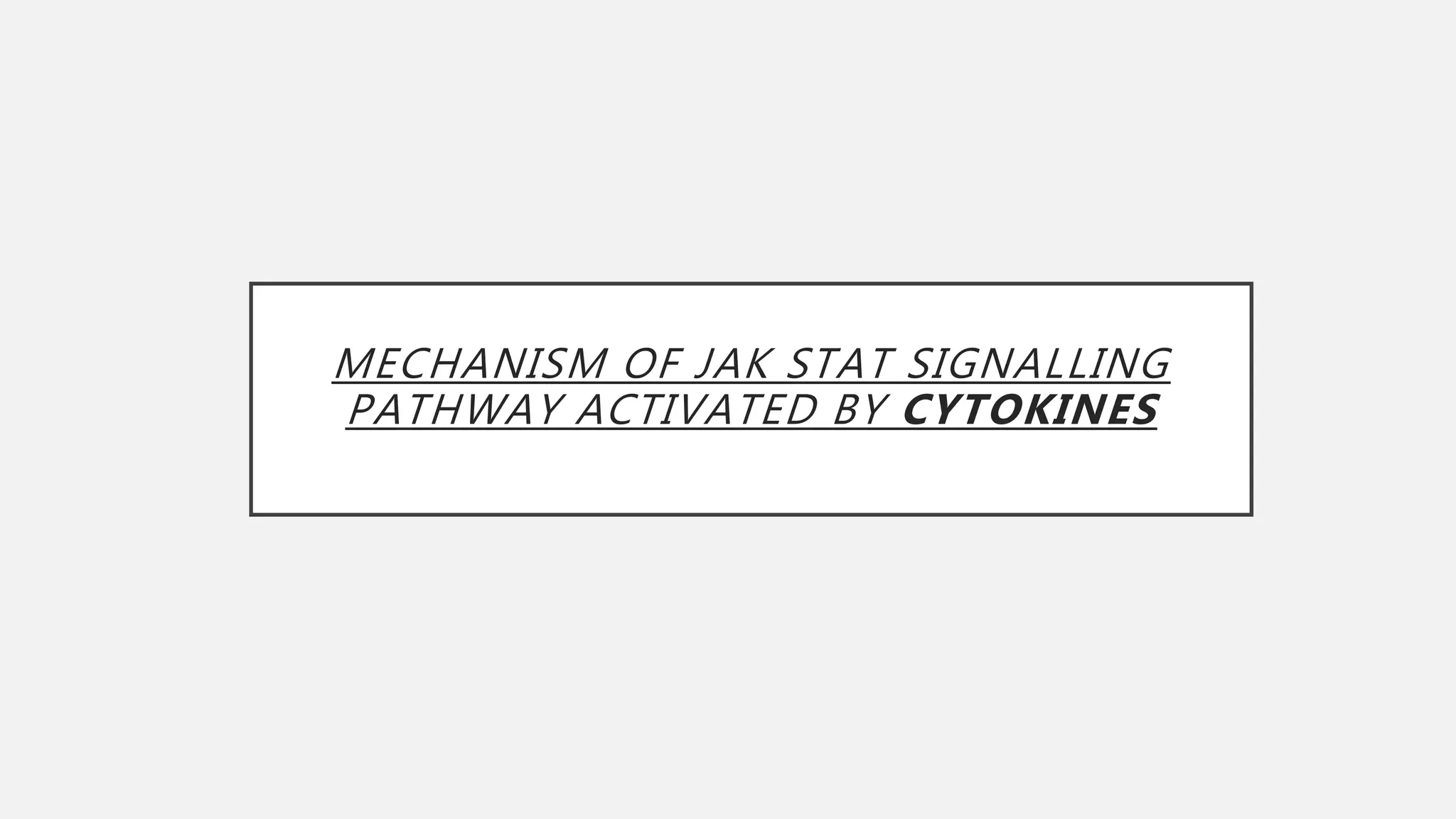 MECHANISM OF JAK STAT SIGNALLING
PATHWAY ACTIVATED BY CYTOKINES
 