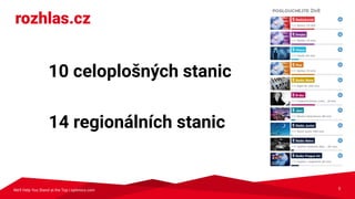 We’ll Help You Stand at the Top | optimics.com 5
10 celoplošných stanic
14 regionálních stanic
rozhlas.cz
 