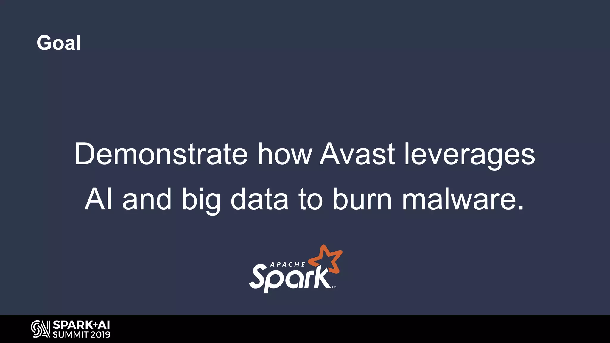 Demonstrate how Avast leverages
AI and big data to burn malware.
Goal
 