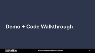 Demo + Code Walkthrough
59#UnifiedDataAnalytics #SparkAISummit
 