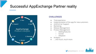 #CD22
Successful AppExchange Partner reality
CHALLENGES
● Trial experience
● Implementation of the app for new customers
●...