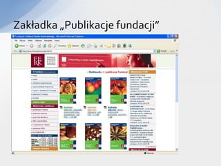 Zakładka „Publikacje fundacji”
 