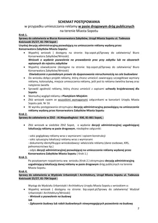 2
SCHEMAT POSTĘPOWANIA
w przypadku umieszczania reklamy w pasie drogowym dróg publicznych
na terenie Miasta Sopotu
Krok 1....