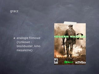 gracz analogie filmowe (rynkowe - blockbuster, kino niezależne) 