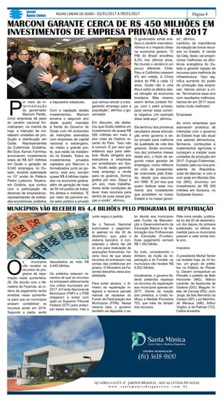 Página 8
Jornal
Águas Lindas
ÁGUAS LINDAS DE GOIÁS - 02/01/2017 A 09/01/2017
P
or meio da in-
t e r m e d i a ç ã o
do gov...