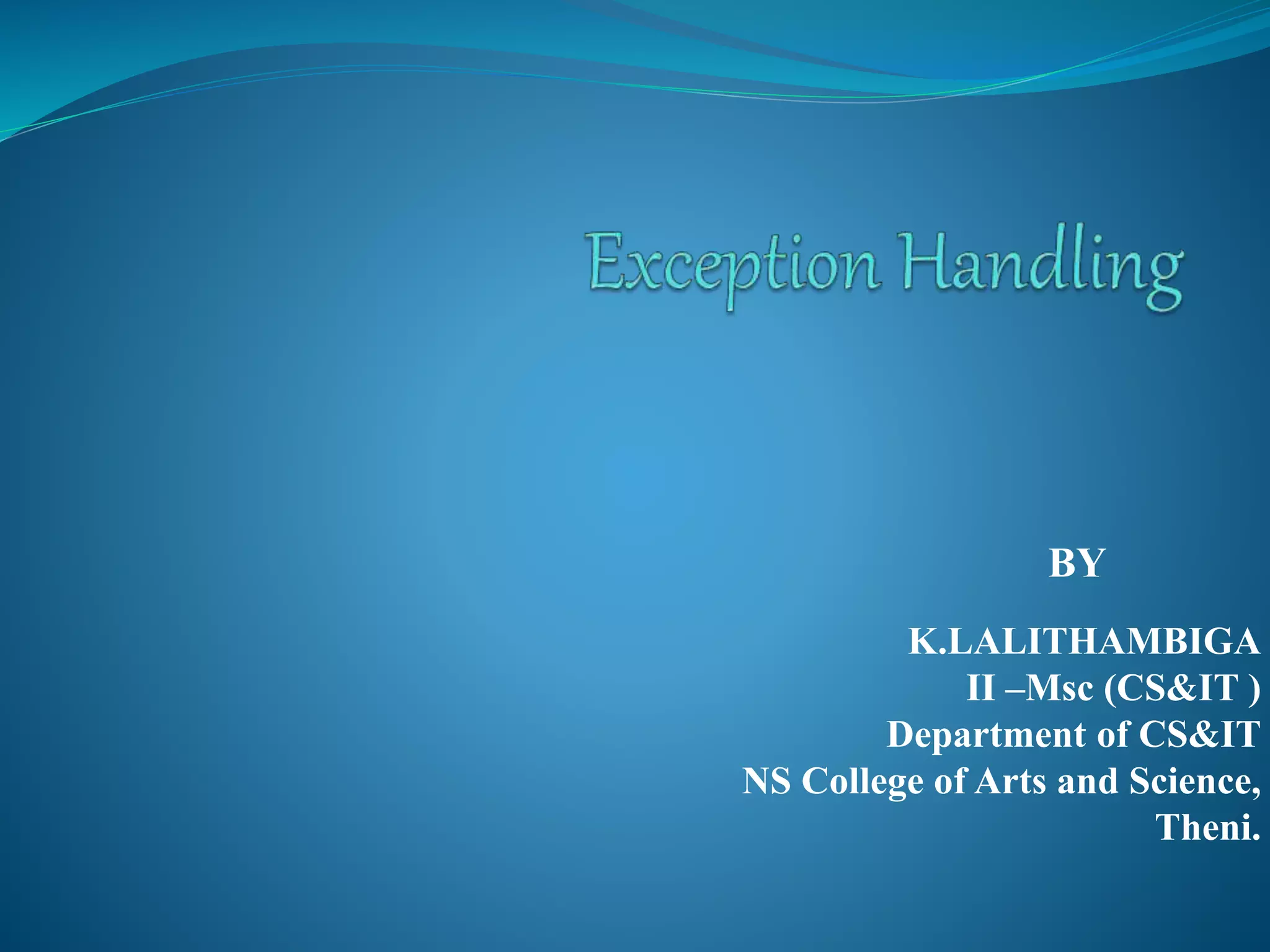 Exception Handling in Java | PPTX image.