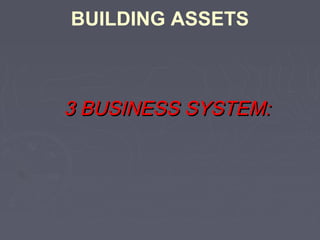BUILDING ASSETS

3 BUSINESS SYSTEM:

 