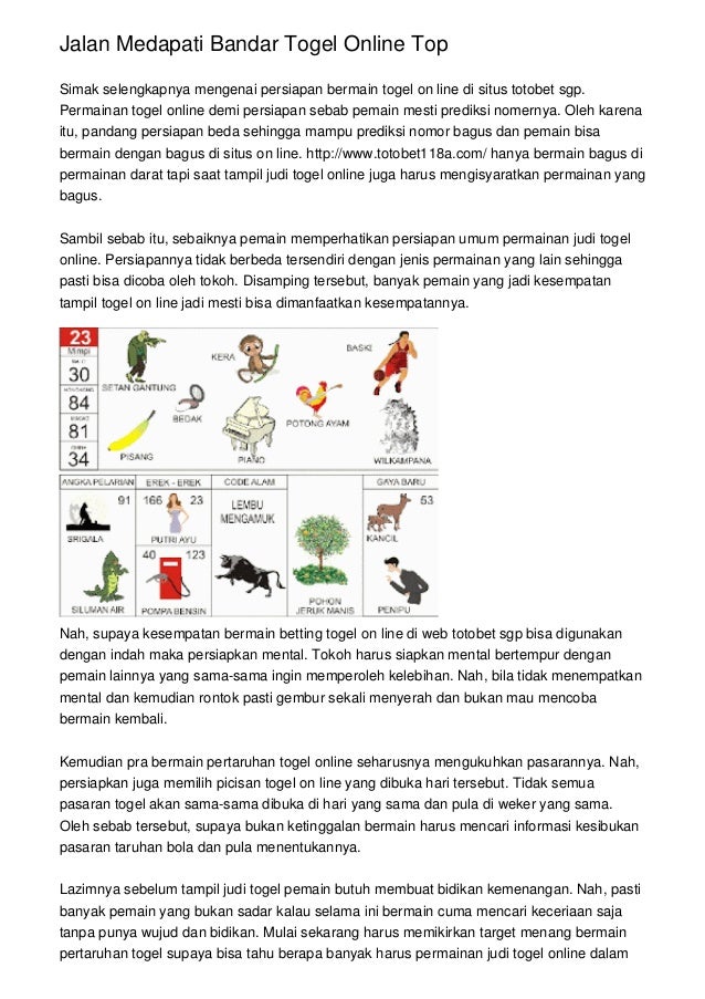 Jalan Medapati Bandar Togel Online Top