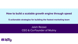 How to build a scalable growth engine through speed
5 actionable strategies for building the fastest marketing team
Jaleh Rezaei
CEO & Co-Founder of Mutiny
 