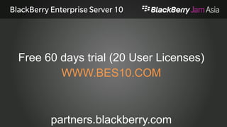 BlackBerry Enterprise Server 10 
BlackBerry Enterprise Service Machine Requirement 
(Virtual or Hardware) 
 Single processor, 2.0 GHz Intel® Xeon® (two processors recommended) 
 2 GB of memory 
 64-bit operating system: Two 64 GB drives (minimum), RAID 1 
 32-bit operating system: Two 36 GB drives (minimum), RAID 1 
 Disk space for the BlackBerry Enterprise Server and BlackBerry Administration Service: 550 MB 
 Disk space for log files: Approximately 2 MB per user per day (100 email messages per user) 
 