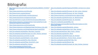 Bibliografia:
• http://www.exteriores.gob.es/Documents/FichasPais/JAMAICA_FICHA%2
0PAIS.pdf
• https://www.viajarjamaica.com/clima.php
• http://www.intracen.org/pais/jamaica/
• http://www.sela.org/es/estados-miembros/jamaica/
• https://www.viajarjamaica.com/gastronomia.php
• https://guiadelviajero.sre.gob.mx/103-ficha-de-paises/268-jamaica
• https://www.visitjamaica.com/spanish/your-travel-guide/how-to-get-
there/travel-tips/entry-requirements/
• https://www.viajarjamaica.com/transporte.php
• https://www.visitjamaica.com/blog/post/negril-the-famous-ricks-cafe/
• https://www.visitjamaica.com/listing/long-bay-beach-park/2324/
• https://en.wikipedia.org/wiki/Blue_Mountains_(Jamaica)
• https://es.wikipedia.org/wiki/Parroquia_de_Saint_Thomas_(Jamaica)
• https://www.viajarjamaica.com/ocho-rios.php
• https://en.wikipedia.org/wiki/Dolphin_Cove_Jamaica
• https://es.wikipedia.org/wiki/Pico_Blue_Mountain
• https://es.wikipedia.org/wiki/Playa_Doctor%27s_Cave
• https://es.wikipedia.org/wiki/Port_Antonio
• https://www.booking.com/hotel/jm/the-
r.es.html?aid=324361&label=JamaicaKingstonM
• https://es.wikipedia.org/wiki/Organizaci%C3%B3n_territorial_de_Jamaic
a
• https://es.wikipedia.org/wiki/Parroquia_de_Saint_James_(Jamaica)
• https://es.wikipedia.org/wiki/Parroquia_de_Saint_Elizabeth
• https://www.visitjamaica.com/listing/luminous-lagoon/2196/
• https://es.wikipedia.org/wiki/Parroquia_de_Westmoreland
• https://es.wikipedia.org/wiki/Parroquia_de_Clarendon
• https://en.m.wikipedia.org/wiki/May_Pen
• http://icaobserver.com/news/Bull-Head-Mountain-beckons-on-Ash-
Wednesday_90903
• https://en.wikipedia.org/wiki/Mandeville,_Jamaica
• https://en.wikipedia.org/wiki/Saint_Ann's_Bay,_Jamaica
• https://es.qwe.wiki/wiki/Saint_Mary_Parish,_Jamaica
• https://es.wikipedia.org/wiki/Port_Maria
• https://es.wikipedia.org/wiki/Parroquia_de_Portland
• https://es.qwe.wiki/wiki/Saint_Thomas_Parish,_Jamaica
• https://en.m.wikipedia.org/wiki/Half_Way_Tree
• https://en.wikipedia.org/wiki/Morant_Bay
• https://es.wikipedia.org/wiki/Parroquia_de_Saint_Andrew_(Jamaica)
 