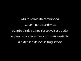 Muitos erros da caminhada
servem para sentirmos
quanto ainda somos suscetíveis à queda,
e para reconhecermos com mais exatidão
a extensão de nossa fragilidade.
 