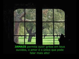 JAMAIS  permita ouvir gritos em teus ouvidos, o amor é o único que pode falar mais alto! 