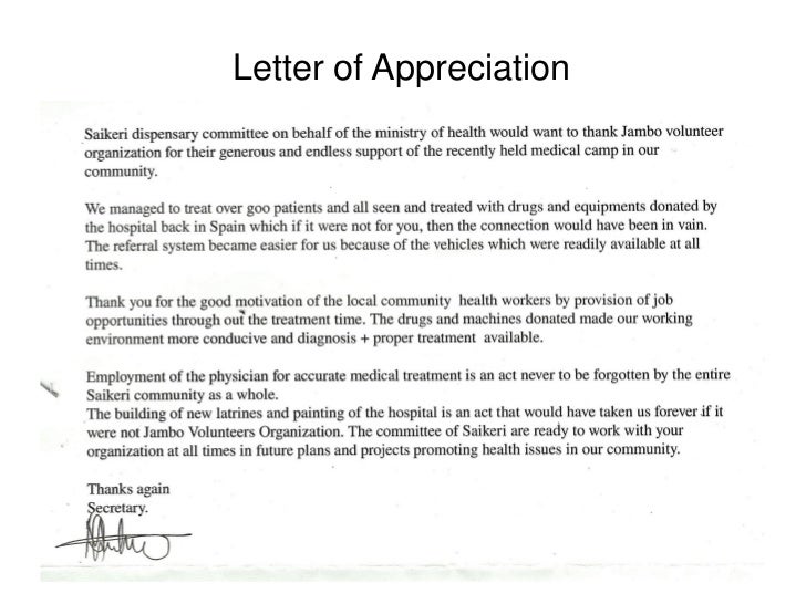 letters for volunteers