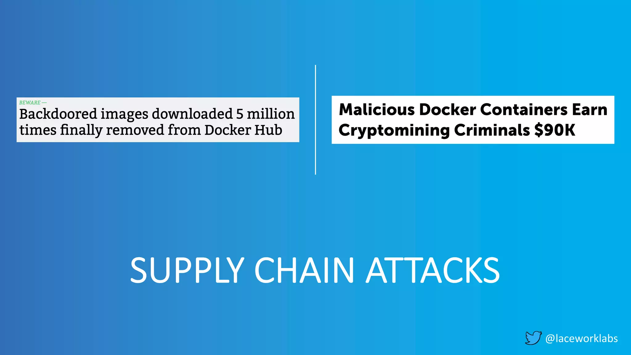 @laceworklabs
SUPPLY CHAIN ATTACKS
 