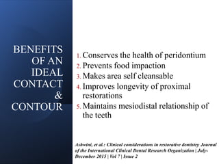 CONTACTS AND  CONTOURS IN DENTISTRY