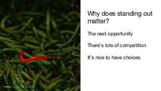 Why does standing out
matter?
The next opportunity
There’s lots of competition
It’s nice to have choices
Photo by David Ro...