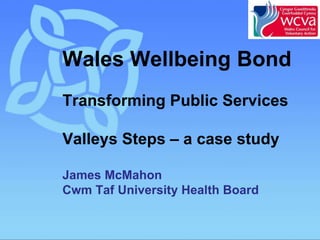 Wales Wellbeing Bond
Transforming Public Services
Valleys Steps – a case study
James McMahon
Cwm Taf University Health Board
 
