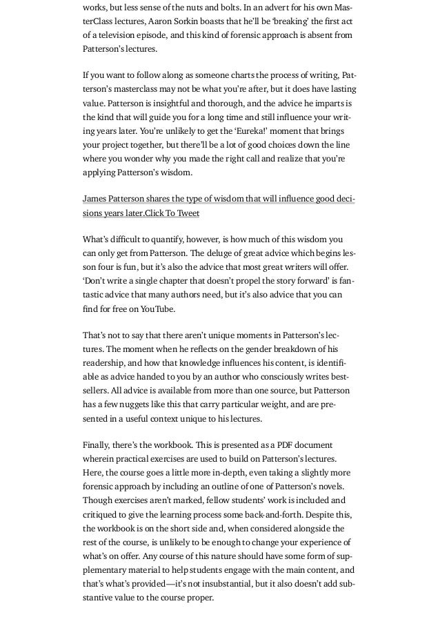 James Patterson Masterclass Review Is It Worth Your Money - 