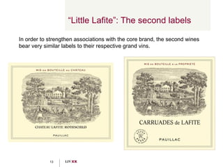 “ Little Lafite”: The second labels In order to strengthen associations with the core brand, the second wines bear very similar labels to their respective grand vins. 