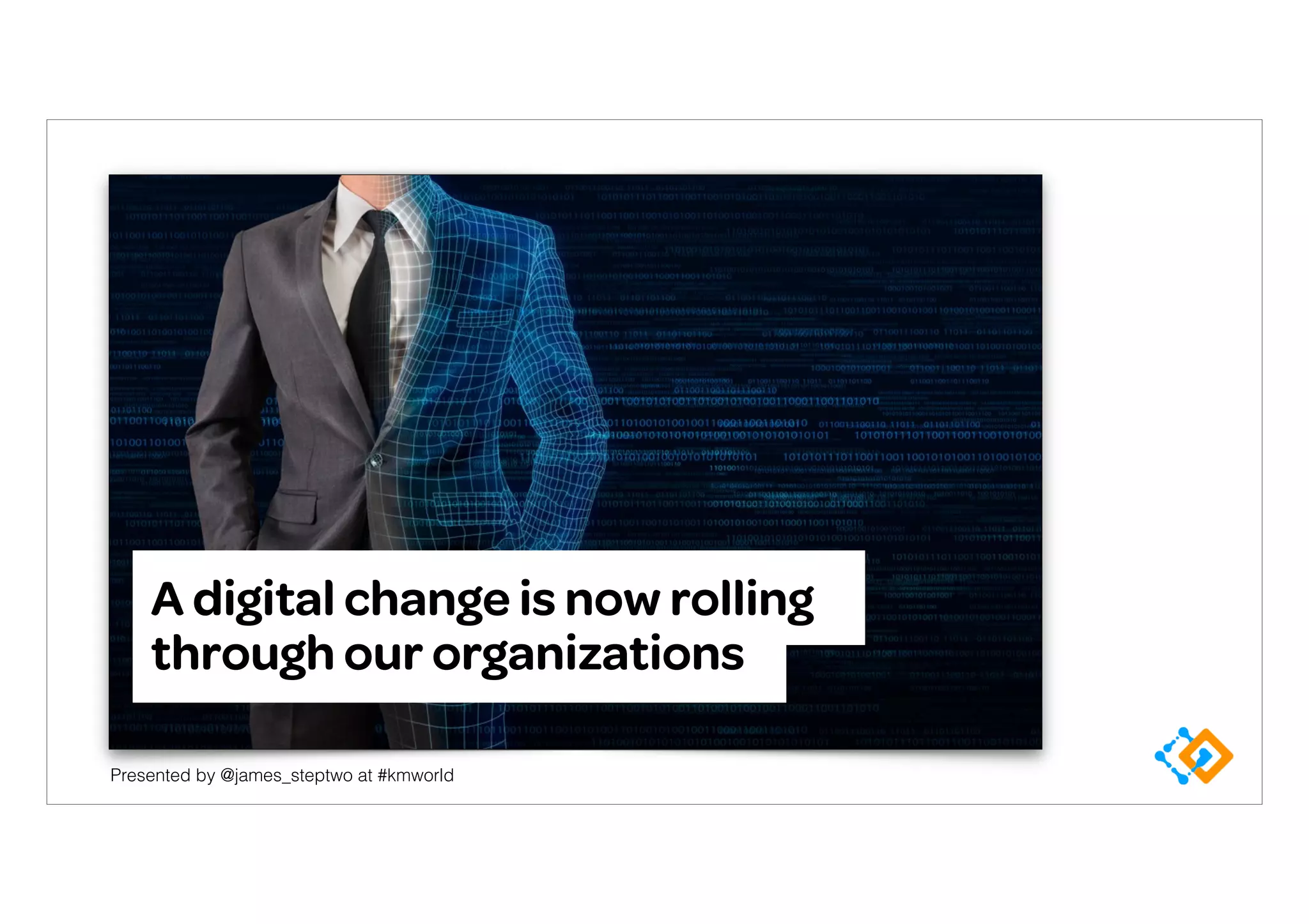 Presented by @james_steptwo at #kmworld
A digital change is now rolling
through our organizations
 