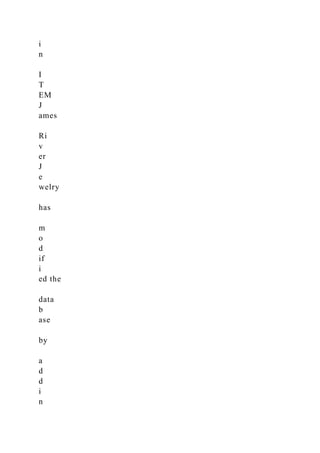 i
n
I
T
EM
J
ames
Ri
v
er
J
e
welry
has
m
o
d
if
i
ed the
data
b
ase
by
a
d
d
i
n
 