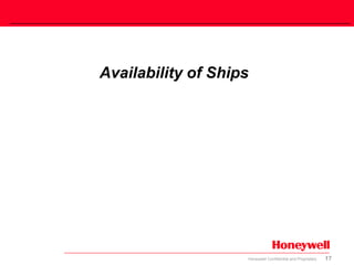 17Honeywell Confidential and Proprietary
Availability of Ships
 