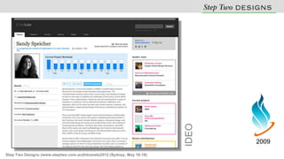 IDEO
                                                                                2009
Step Two Designs (www.steptwo.com.au)Intranets2012 (Sydney, May 16-18)
 