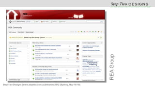 REA Group
Step Two Designs (www.steptwo.com.au)Intranets2012 (Sydney, May 16-18)
 