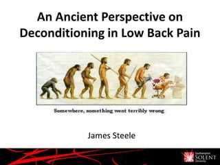 An Ancient Perspective on
Deconditioning in Low Back Pain
James Steele
 