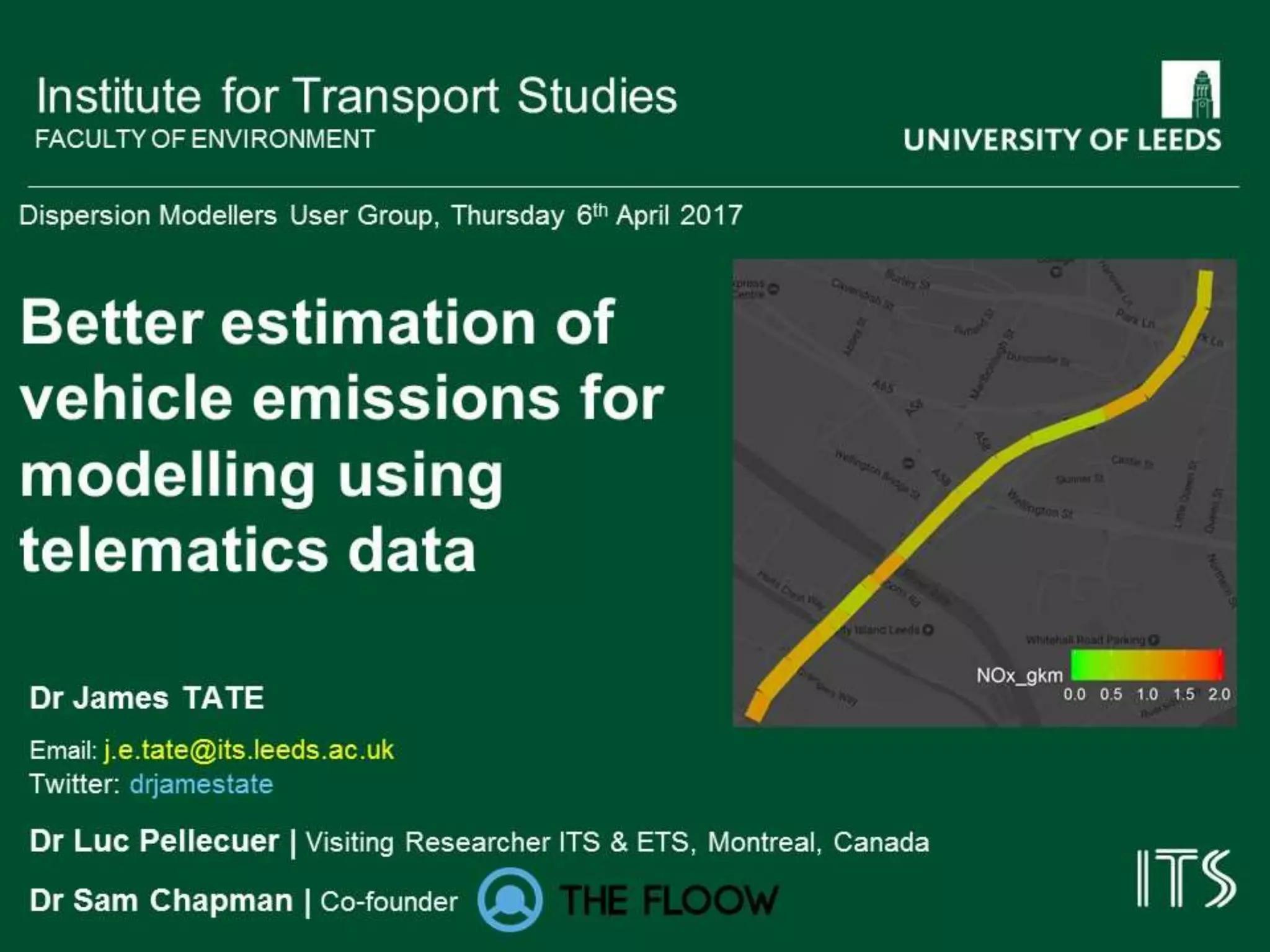Dr James Tate - Better estimation of vehicle emissions for modelling - DMUG17