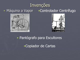 Invenções Máquina a Vapor Controlador Centrífugo Pantógrafo para Escultores Copiador de Cartas 