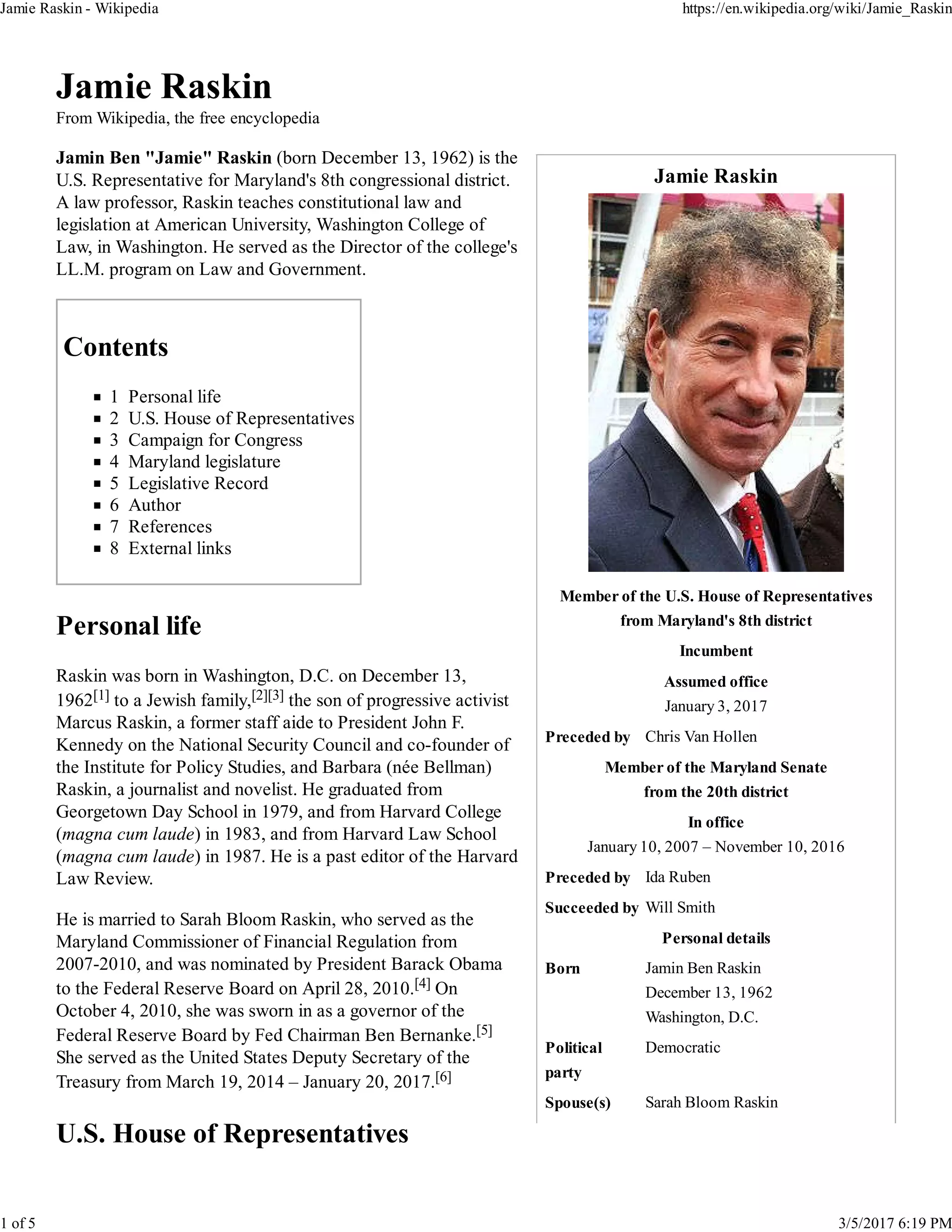 Jamie raskin wikipedia(highlighted) | PDF