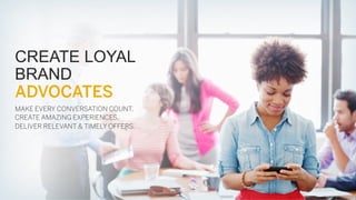 ENGAGE AT
THE POINT OF
AWARENESS
STOP TELLING, START LISTENING
PREDICT & INFLUENCE BEHAVIOR.
RESPOND QUICKLY.

 